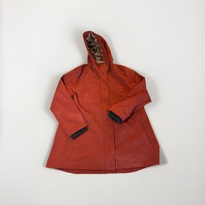 Pendleton Womens Large Red Rain Jacket Hooded Water Repellent Plaid Lined Coat